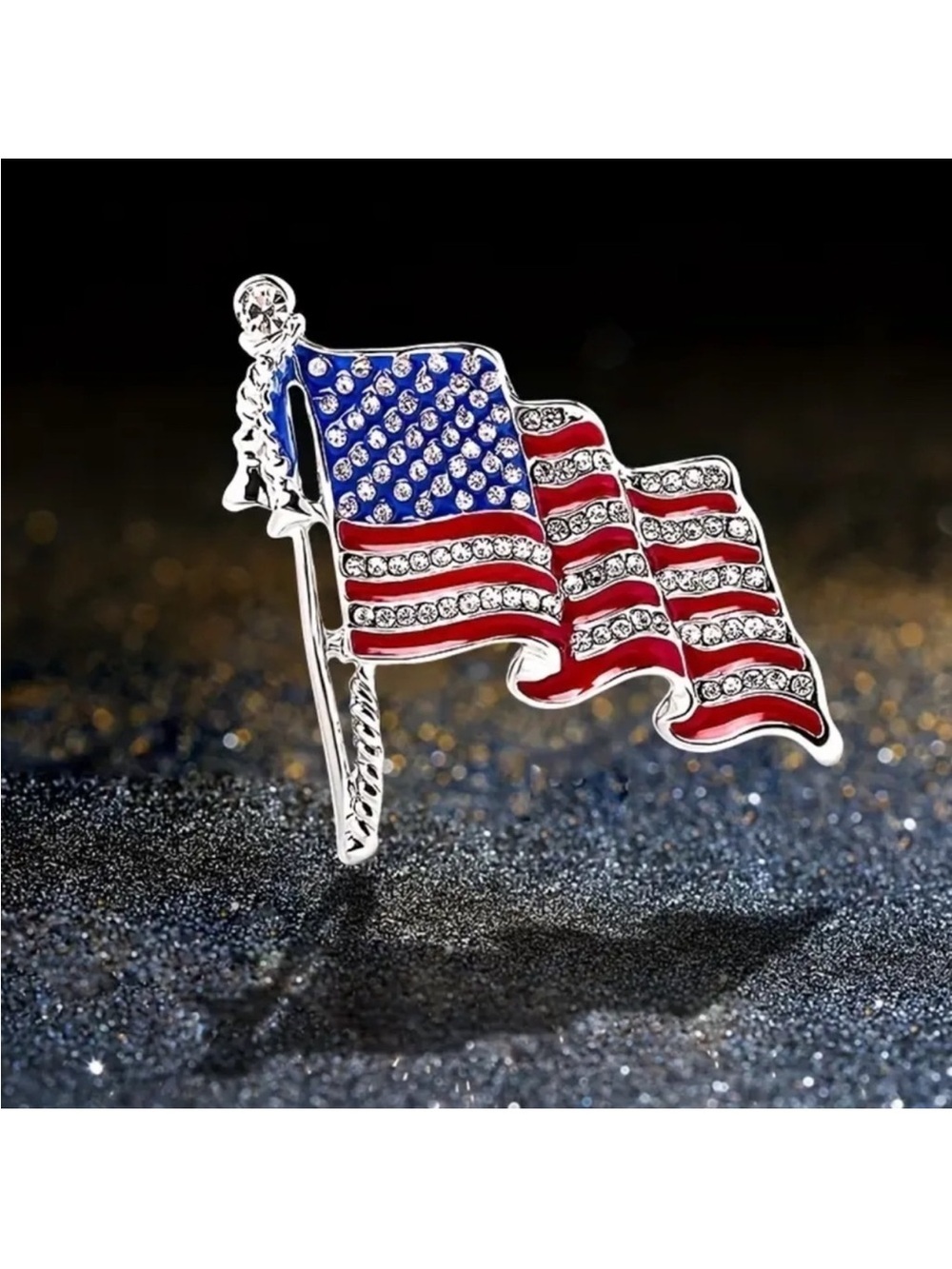NEW! Patriotic Crystal American Flag Pin Brooch. American Flag Brooch 🇺🇸 (A0-29)